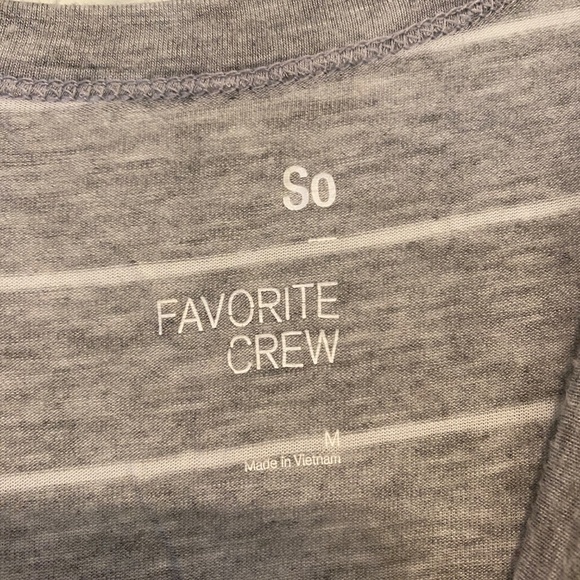 EUC So Favorite Crew Gray/White Striped Tee - Picture 3 of 3